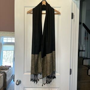 Black and Gold Fringe Accent Scarf Throw - Home Accents